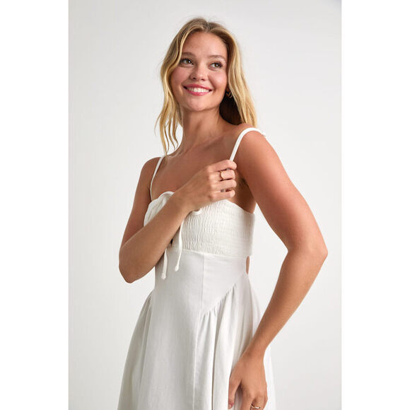 Lulus Dresses & Skirts - Lulus Laylie White Denim Lace-up Midi Dress - Size S
